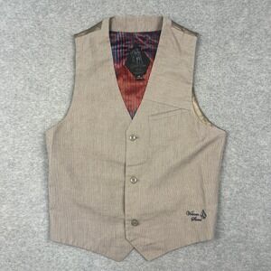 Volcom Vest Mens Small Gray Stone Corpo Class Waistcoat Formal Casual Pinstripe